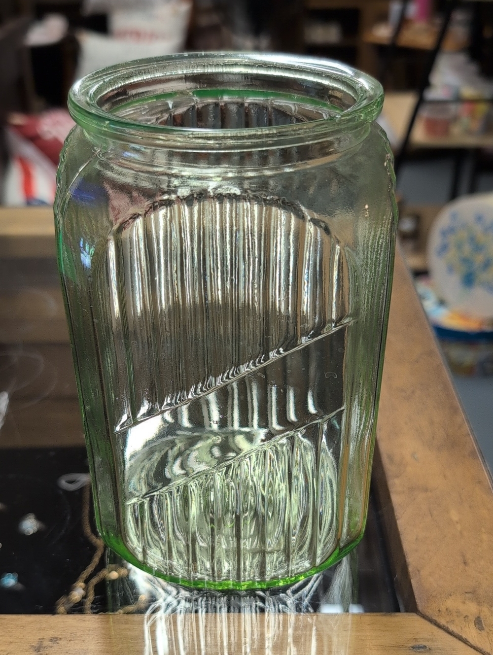 Vintage Hoosier Green Uranium Glass Cannister